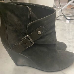 Grey suede ankle, wedge booties, good condition